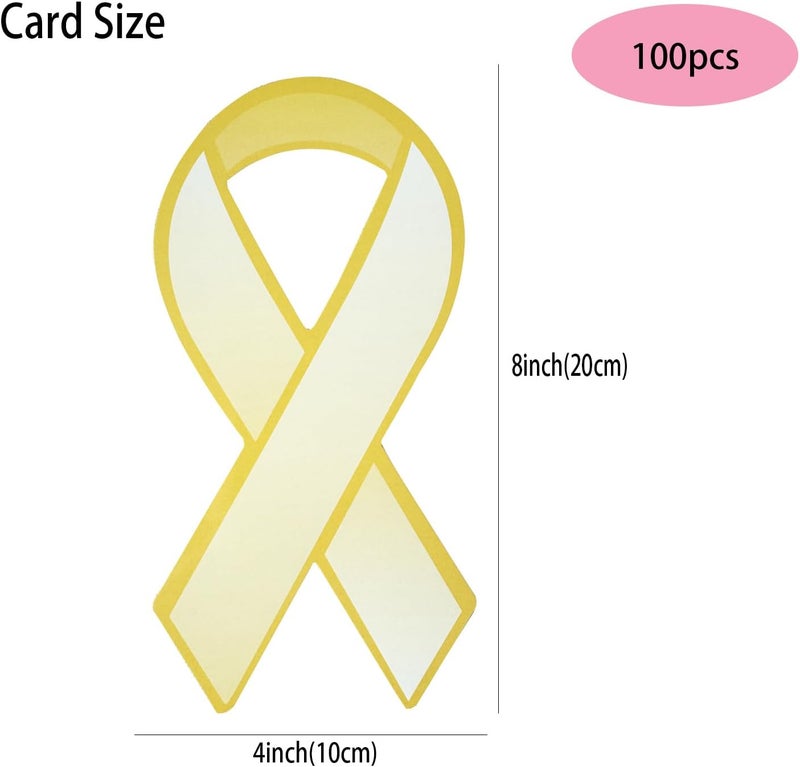 cogont 100pcs Gold Ribbon Shaped Paper Ribbons – Gold Paper Awareness Ribbons for Childhood Cancer, Neuroblastoma Cancer, COPD Awareness, Awareness Campaigns, Fundraising, Decorating - Image 2
